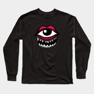 Eye Mouth Pop Art Monster Illustration Long Sleeve T-Shirt